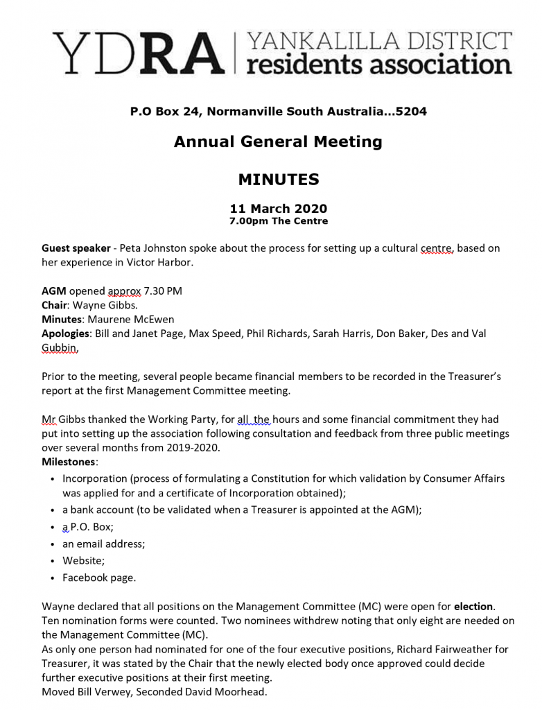 AGM March 11th 2020