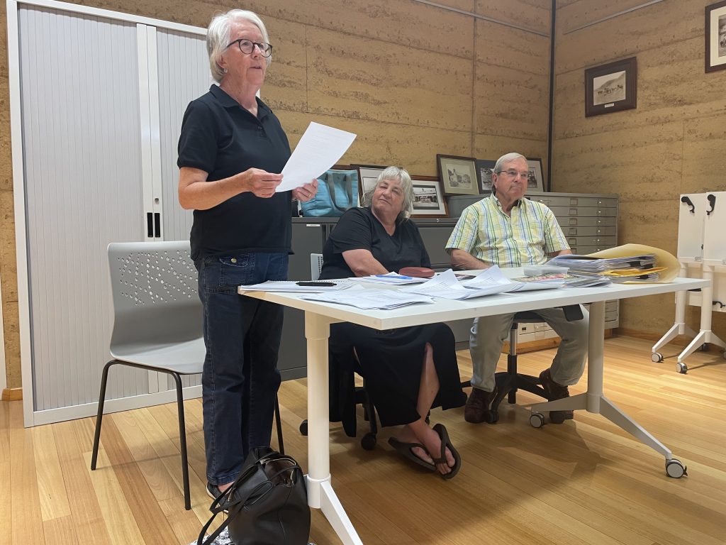 Our secretary giving the Dog Park report at the 2026 AGM